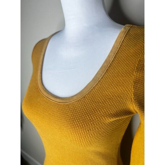 Y2K Free People Mustard Yellow Synergy Thermal Crochet Cuff Lace Knit XS - Picture 4 of 13